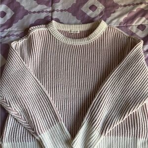 Striped Cream and Purple Women's Sweater